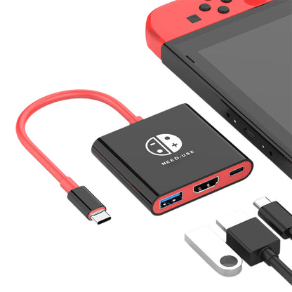 3-in-1 Dock for Nintendo Switch OLED TV Docking Station - Black and Red