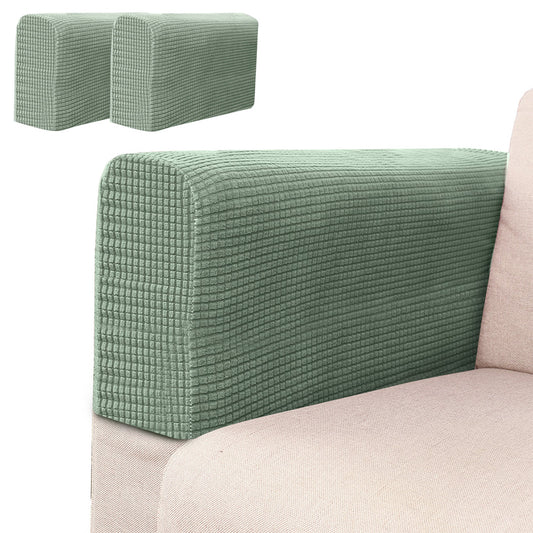 2PCS Universal Chair Arm Protector Covers Armchair Slipcovers Furniture Protector-Light Green