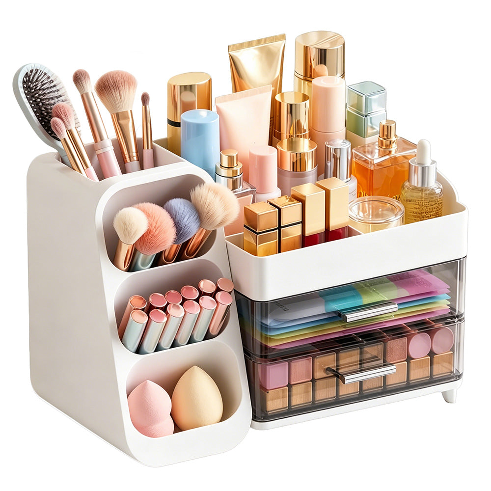Cosmetic Organizer for Skincare Storage for Dresser Table Top-White