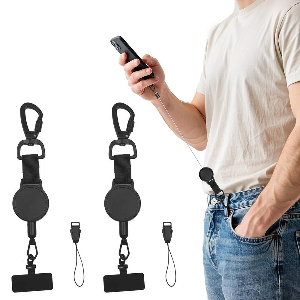 2 Pieces Retractable Phone Lanyard Locking Carabiner 360 Degree Clip