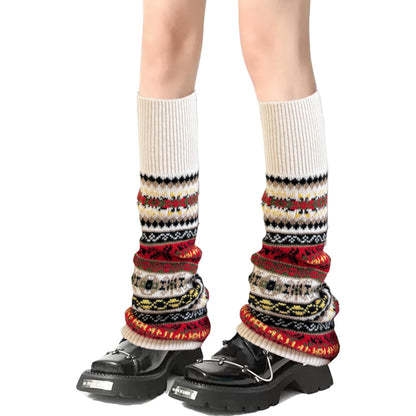 Women Warm Over Knee Boot Socks-White