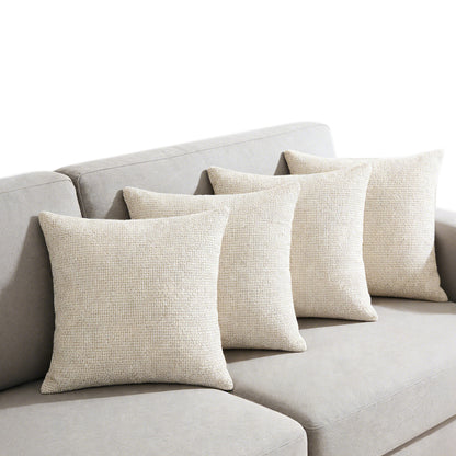 4 Pack Chenille Knit Throw Pillow Covers for Couch Bed -Beige