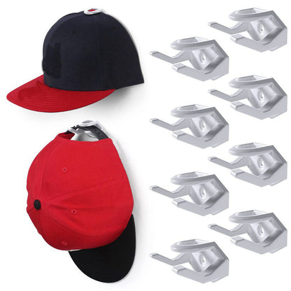 10 Pack Adhesive Hat Hooks for Wall Strong Hat Rack for Baseball Caps No Drilling Hat Organizer Display-White
