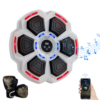 Electronic Punching Box Music Machine Wall Mounted Bluetooth with 2 Boxing Gloves-Grey