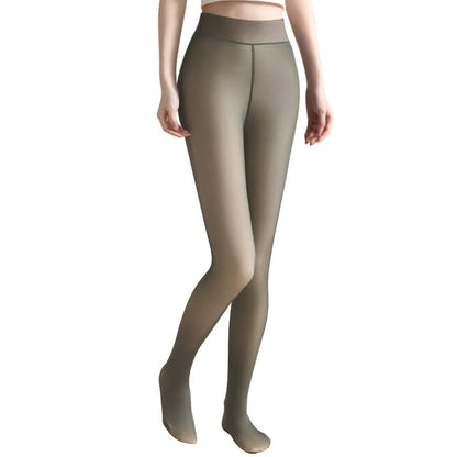 Plus Size Sheer Tights Thermal Pantyhose Bare Legs Illusion Warm - Grey