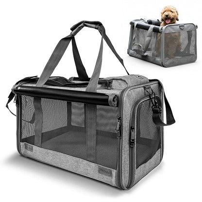 Pet Carrier for Large Cats Washable Dog Carrier Privacy Protection for Travel-grey