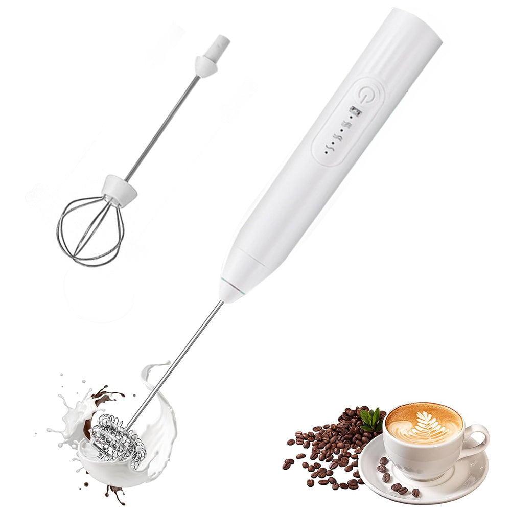 USB Charging Electric Egg Beater Milk Frother Handheld Drink Coffee Foamer-White
