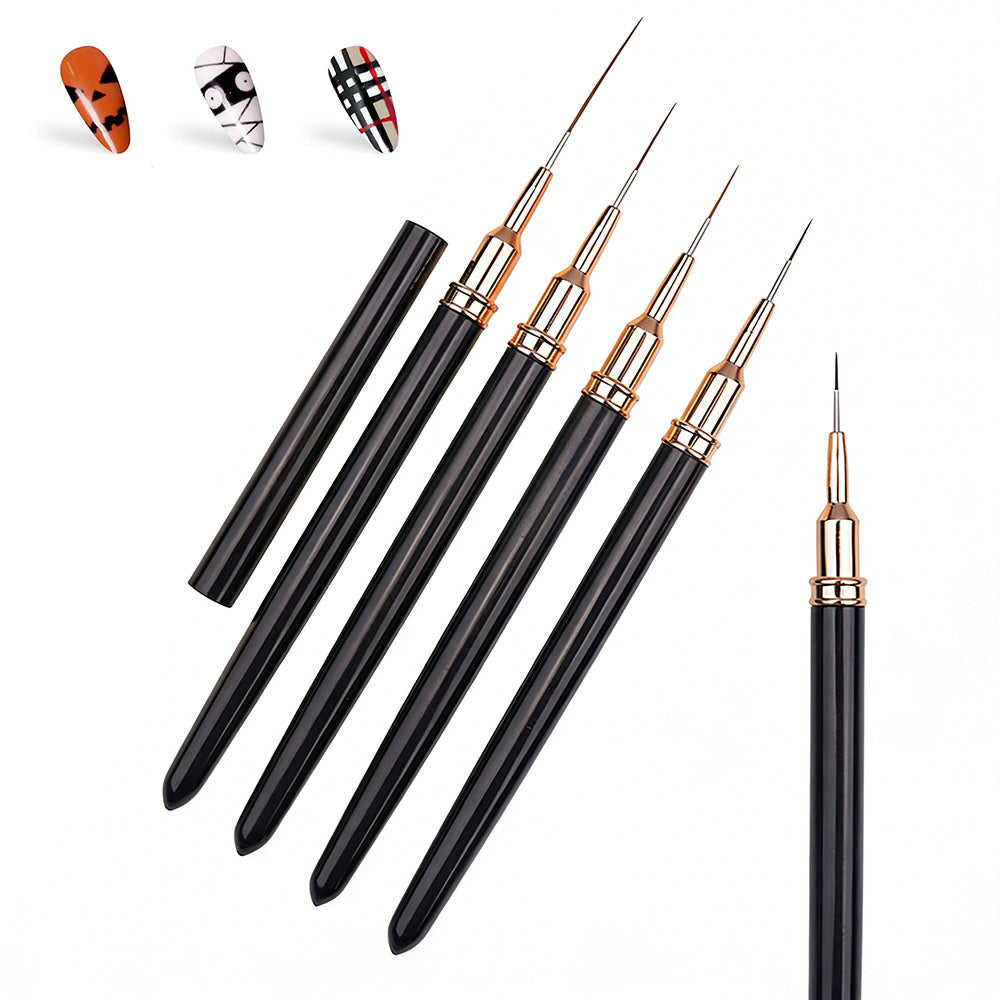 5PCS Nail Art Liner Brushes Set Nail Tools For Long Lines Thin Details Fine Drawing-Black