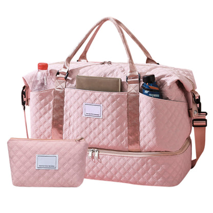 2Pcs Travel Duffle Bag Weekender Bags for Women with Shoe Compartment Hospital Bags-Pink