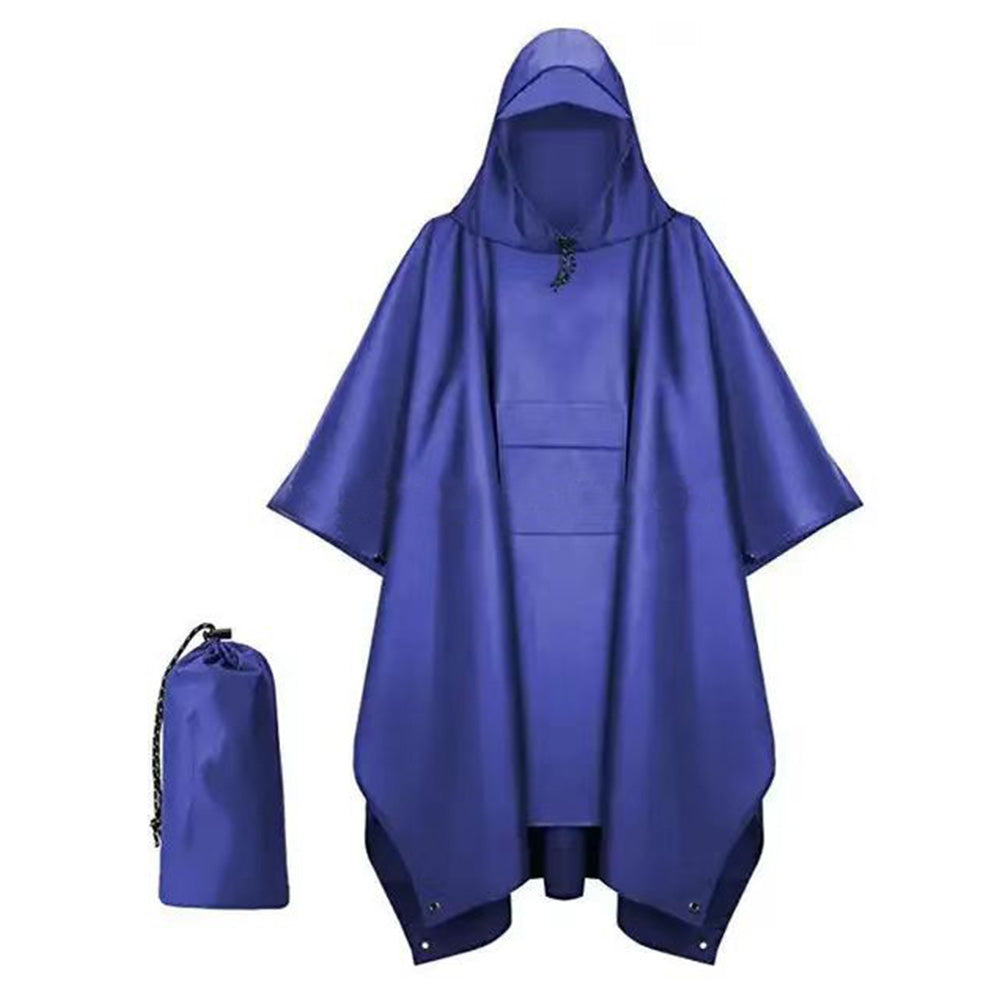 3 in 1 Portable Rain Poncho Waterproof Lightweight Emergency Raincoat with Pocket-Blue