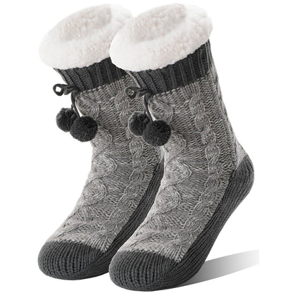 Womens Slipper Fuzzy Grip Socks Fluffy Winter Warm Thermal Grip Socks-Grey