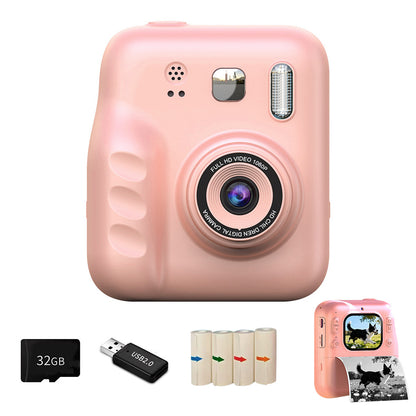 Kids Camera With Instant Print Portable Thermal Printing Digital Camera Toy-Pink
