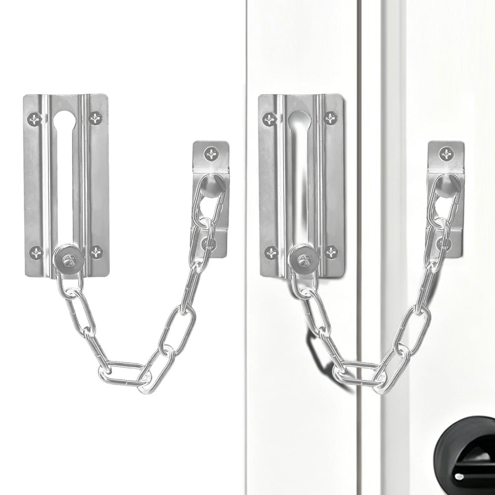 2 Pack Door Security Chain Lock Strong Door Chain Lock with 12 Screws for Wood Door-Silver