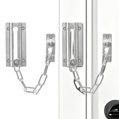 2 Pack Door Security Chain Lock Strong Door Chain Lock with 12 Screws for Wood Door-Silver