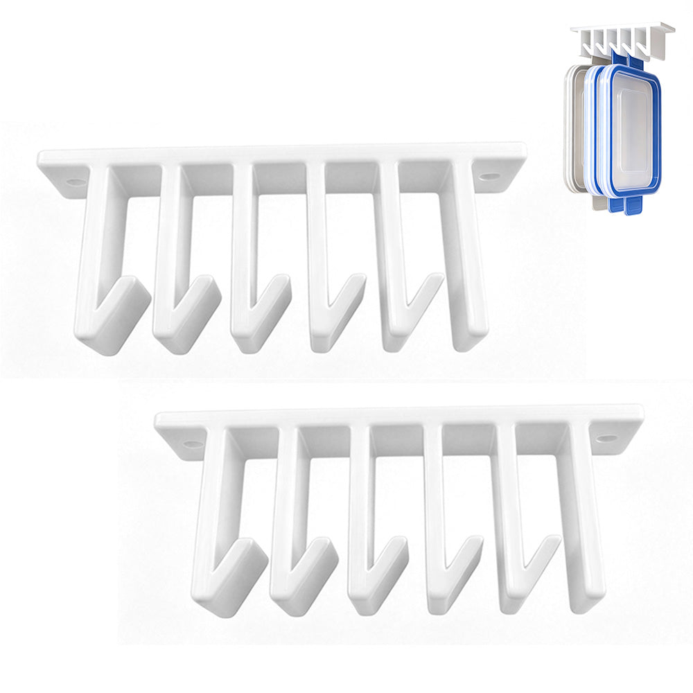 2 Pack 5 Slots Kitchen Under Cabinet Food Container Lid Organizer Storage White