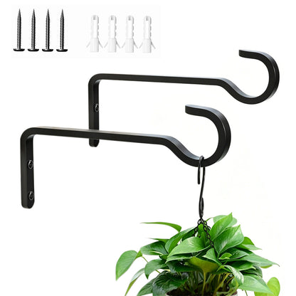2Pcs Rustproof Iron Plant Hooks for Wall Outdoor Bird Feeder Planter Baskets Hanger