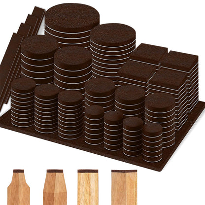 300Pcs Self Adhesive Felt Furniture Pads Scratch Resistant for Hardwood Floors-Brown