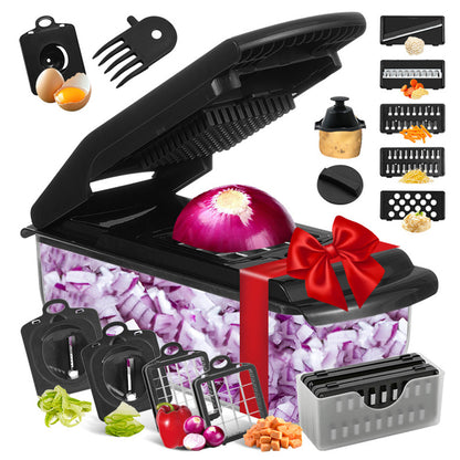 Vegetable Chopper with Container Mandoline Slicer for Kitchen Salad Prep-Black