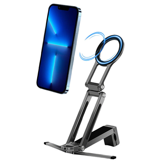 360 Degree Rotating Tripod Adjustable Aluminum Magnetic Phone Tripod for Android iPhone 12 to 17-Black