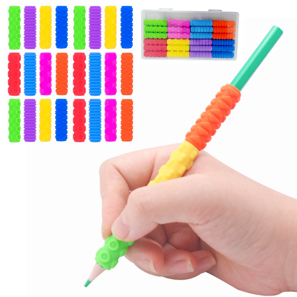 24 Pcs Silicone Textured Sensory Pencil Grip Fidget Toy
