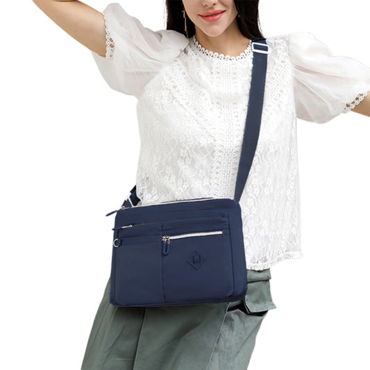Multi-Pocket Crossbody Bag for Women Water Resisant Shoulder Bag Messenger Bag Casual Nylon Purse Handbag Navy