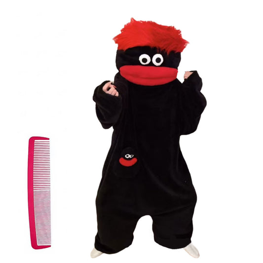 Soft Plush Monster Onesie Pajamas - Black