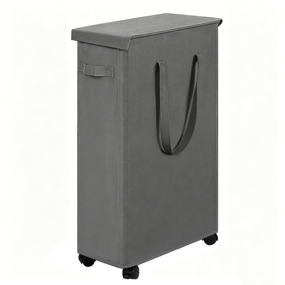 65L Laundry Basket with Wheels and Lid-Grey