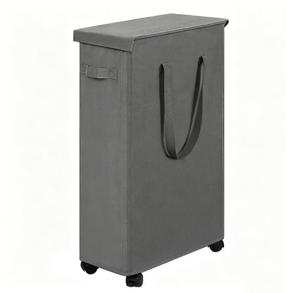 65L Laundry Basket with Wheels and Lid-Grey