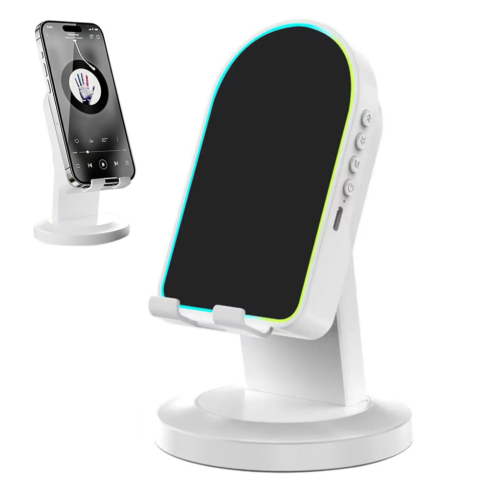 3-in-1 Wireless Induction Speaker with Phone Stand-White