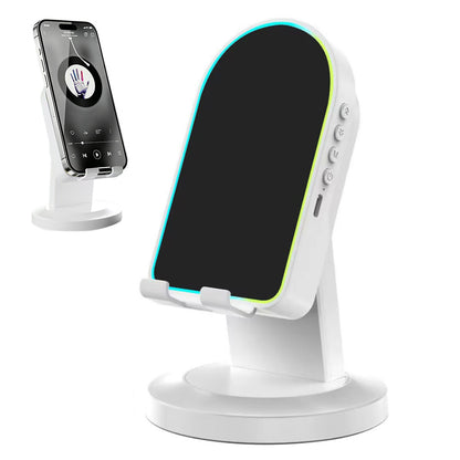 3-in-1 Wireless Induction Speaker with Phone Stand-White