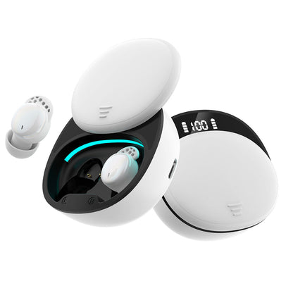 In Ear Sleep Headphones with Digital Power Display Invisible Noise Blocking Earphone for Side Sleepers White