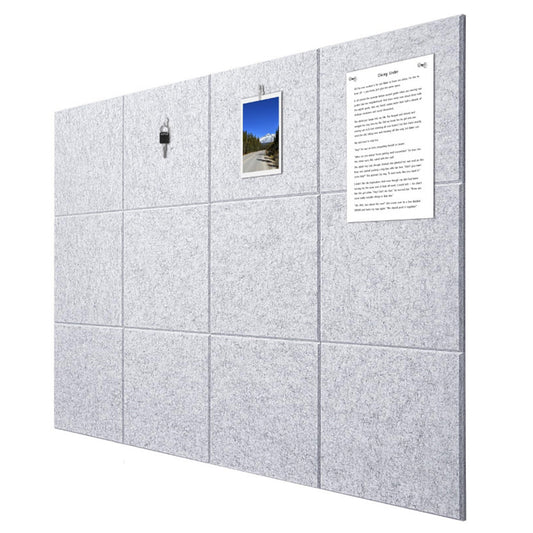 12Pcs Large Felt Bulletin Board Cork Boards for Walls Office Classroom-Grey