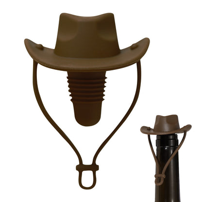Western Cowboy Hat Silicone Wine Bottle Stopper Champagne Sealer -Coffee