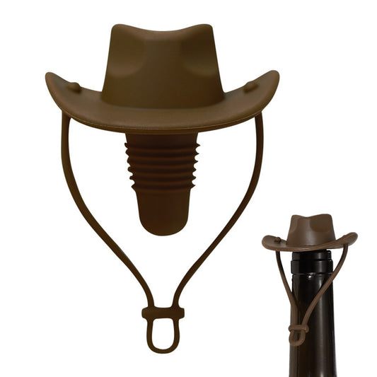 Western Cowboy Hat Silicone Wine Bottle Stopper Champagne Sealer -Coffee