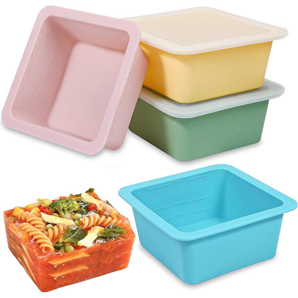 4Pcs Silicone Freezer Tray for Soup Ice Cubes Food Storage Portion Control