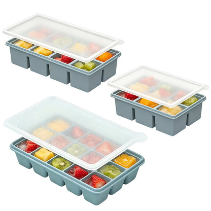 3 Pack Silicone Ice Cube Trays-Blue