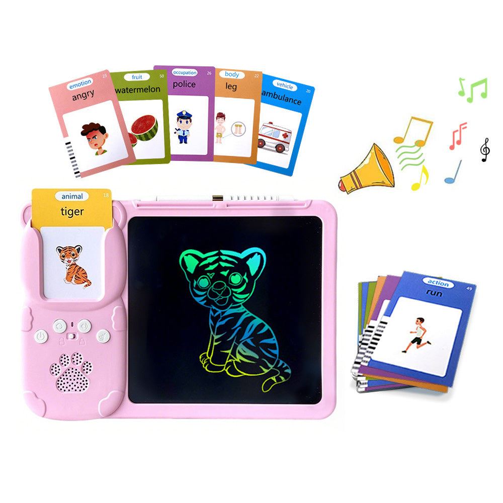 Talking Flash Cards Toys 510 Words with Drawing Tablet for Boys Girls-Pink