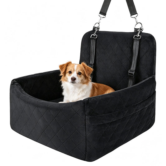 Car Dog Bed Pet Booster Seat For Small Dogs And Cats-Black
