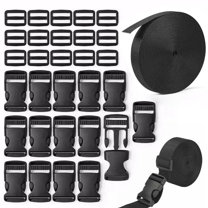 31Pcs Buckle and Strap Kit Nylon Strap with Triglide Clips for Backpack Dog Collar