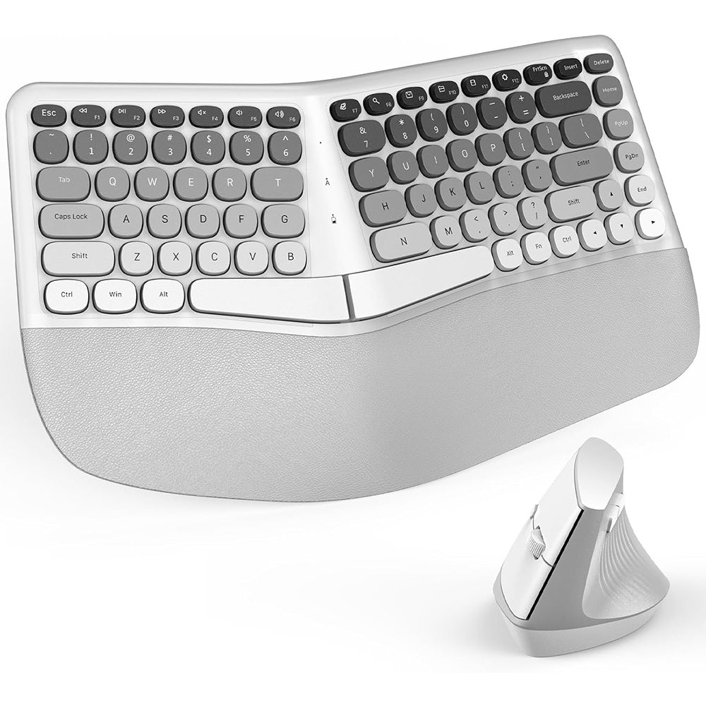 2.4G Wireless Keyboard and Mouse Set with Ergonomic Design 84 Key Keyboard and 6 Button Mouse-Grey
