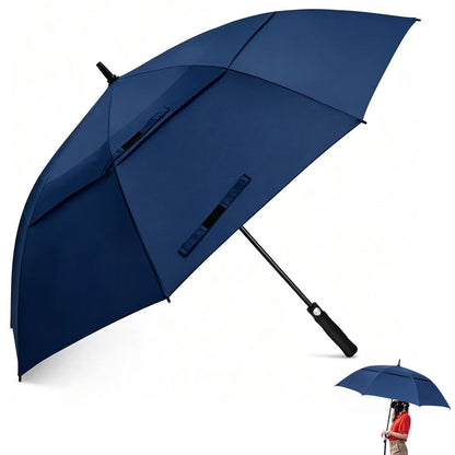 30 Inch Outdoor Auto Open Golf Umbrella Windproof Straight Stick Umbrella Blue