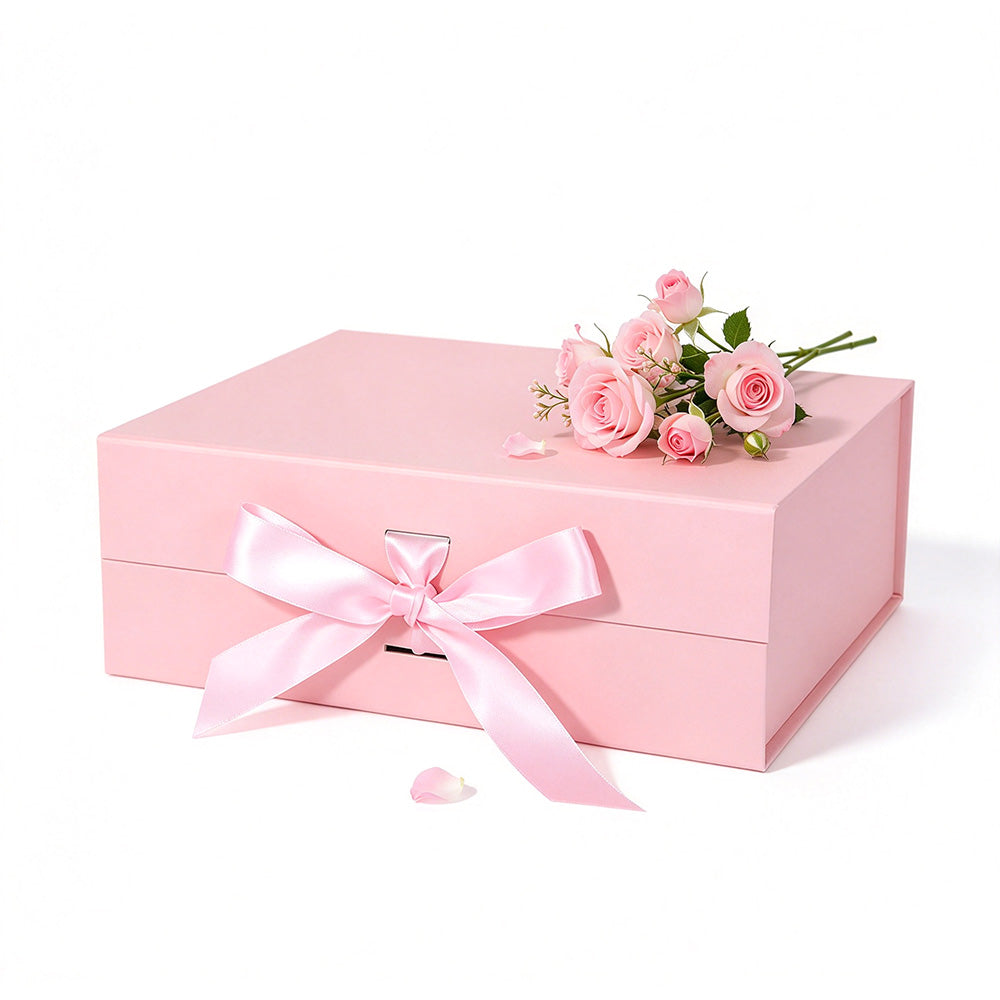 Pink Easy Attached Gift Boxes Set of 3 Gift Boxes with Satin Ribbon