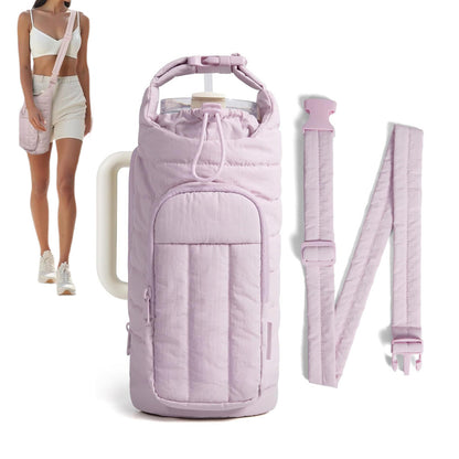 Water Bottle Holder Bag with Strap Crossbody Bag Gym -Purple