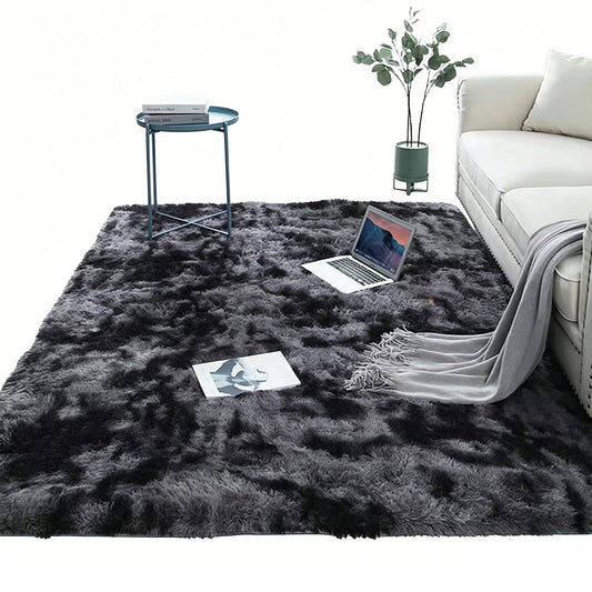 Plush Area Rug Soft Fluffy Carpet for Bedroom Living Room Dorm Room-Black