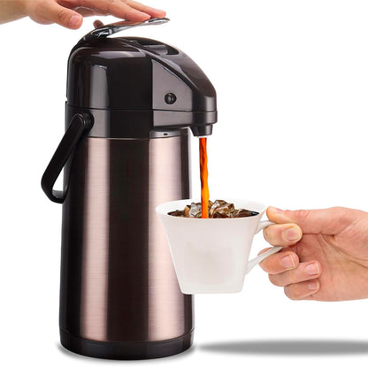 3L Stainless Steel Vacuum Insulated Water Dispenser Pump Flask Hot Cold Beverage Server-Gold