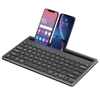 Wireless Keyboard with Phone and Tablet Stand for Windows MacOS iOS iPad-Black