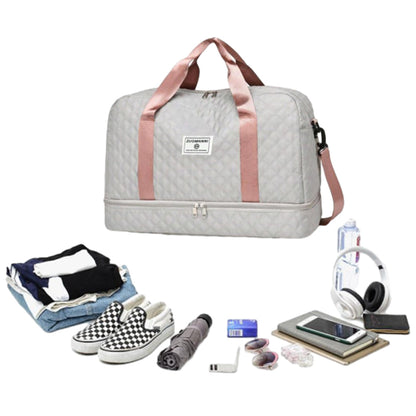 Large Capacity Travel Duffel Bag Versatile Shoulder Crossbody Weekender Bag with Shoe Compartment Grey