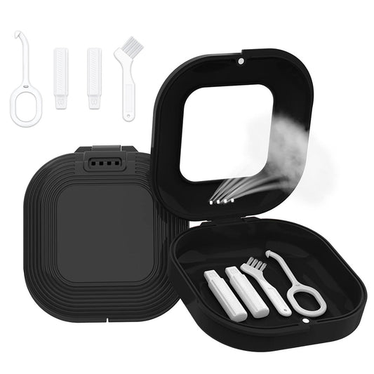 Retainer Case with Mirror and Retainer Removal Tool Mouth Guard Storage Box-Black