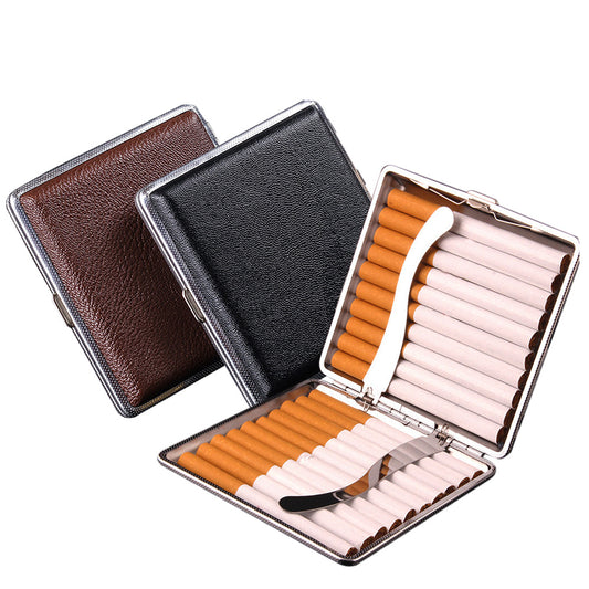 2Pcs Portable PU Leather Cigarette Case Fashion Design Holds 20 Cigarettes
