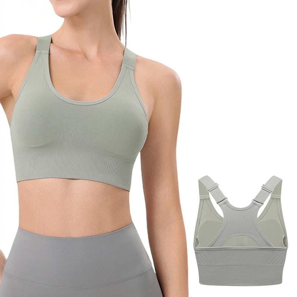 Women Adjustable Sports Bra Wide Strap Design for Running and Gym Fitness-Green
